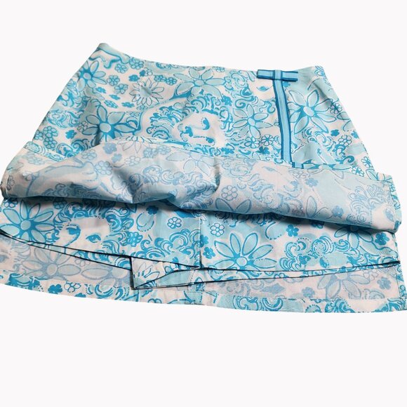 Lilly Pulitzer Size 4 Lenore Skort White Blue Golden Lion Print Stretch - Picture 4 of 8